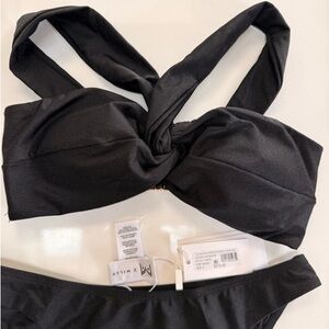 Milly- Olivia Black Twist Bandeau Bikini with Cross Straps